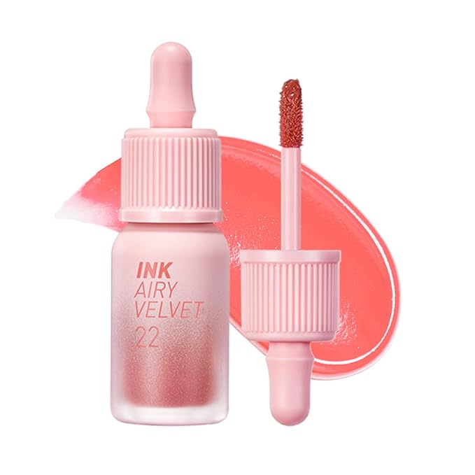 Peripera Ink Airy Velvet Lip Tint | High-Pigmentation, Lightweight, Soft, Moisturizing, Not Animal Tested (022 CENTER PEACH (NEW))