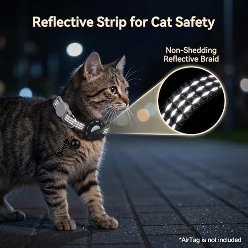 AirTag Cat Collar, Breakaway Reflective Adjustable Kitten Collar