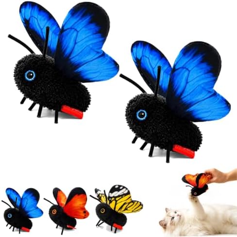 Smart Sensing Flapping Butterfly Toy Interactive Cat Teaser Toy，2pcs A