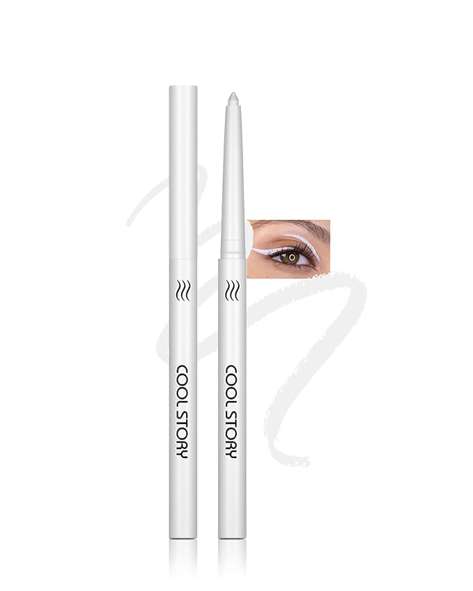 White Gel Eyeliner Pencil, Retractable Cream Matte Eye Liner Pencils, Waterline Eye Makeup Liners, Waterproof & Smudge Proof Eyeliner Facial Makeup Gift for Mature Women, Girls, Christmas – M01 White