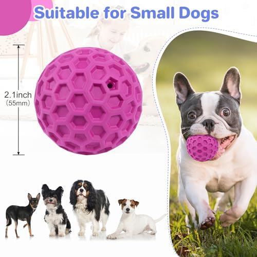 DISSKNIC Tough Squeaky Dog Balls Puppy Toys, Interactive Dog Toys for Small Dogs, Puppy Chew Toys for Teething and Relax, Dogs Chew Toy Small Balls Dog Toys for Small Breed, Outdoor Dog Toy for Dogs