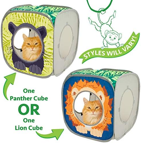Kitty City Safari Jungle Collapsible Cat Toy Collection, Cube (Pack of 4)