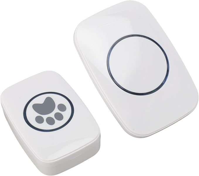 Wireless Dog Doorbell, Portable Smart Pet Doorbell with Intelligent Sensing Transmitter and Receiver for Dog Training and Home Use, Black (US Plug)