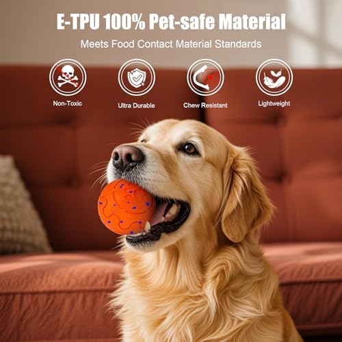 Interactive Dog Ball Toy, Smart Dog Toy for Medium and Large Dogs, Automatic Moving Rotating & Bouncing Ball, Durable E-TPU Material, IP54 Waterproof, Motion-Activated Dog Toy for Active Dogs