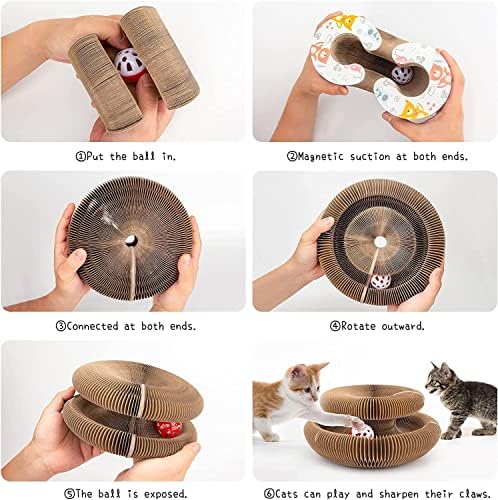 Kitty Kurlz Magic Organ Cat Scratcher Toys for Indoor, 2 Pack Twisty Paws Kitten Toy Cardboard Scratching Pads for Claw Grinding Interactive Mental Physical Exercise