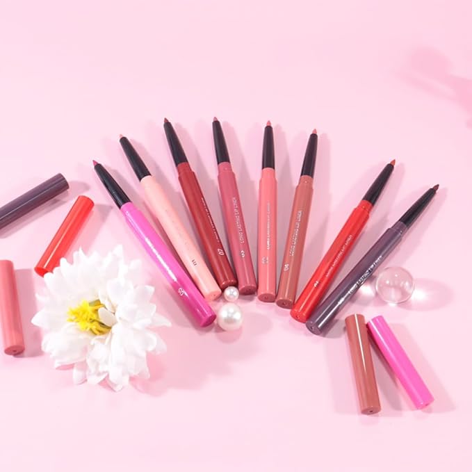 Gel Lip Liner Pencil for Women, Rose Wood Matte Long Lasting Lip Liner Lipstick 24 Hour, High Pigmented Lips Makeup Retractable Liners Waterproof Smudge Proof, Vegan & Cruelty-Free 04