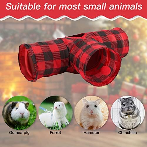 Rypet Guinea Pig Tunnel Hideout 3-Way Collapsible Small Pet Tubes, Red