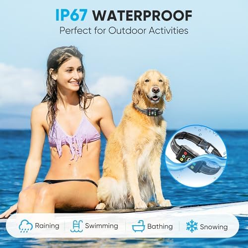 MODUS Dog Bark Collar, Rechargeable Anti Barking Training Collar with 8 Adjustable Sensitivity, IP67 Waterproof Bark Shock Collar with Beep Vibration Shock for Large Medium Small Dogs(Outdoor&Indoor)