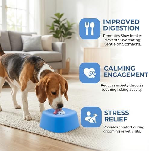 YCD-incerda Slow Feeder Lick Bowl with Rolling Ball (1,Blue)