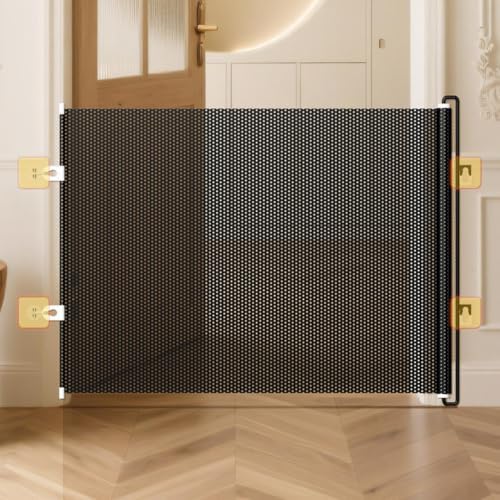Retractable Pet Safety Gate Barrier, Adjustable Pet Security Gate for Stair