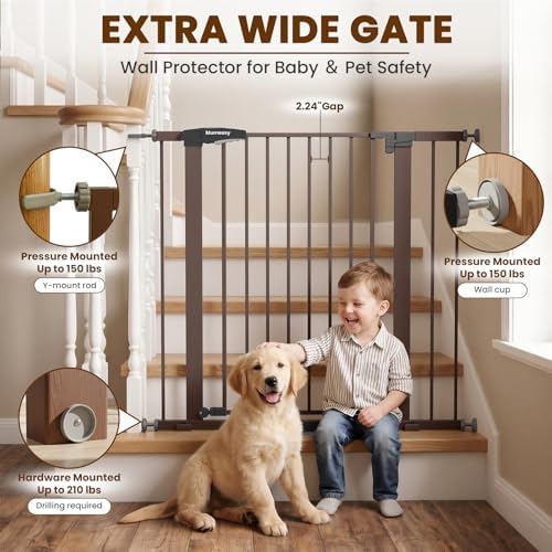 Mumeasy 36" High Extra Tall Dog Gate, 29.7"-40.5" Wide Pressure Mounted Tall Baby Gate for Dog, Auto Close Pet Gate with Door for Stairs,Doorways,House,Black