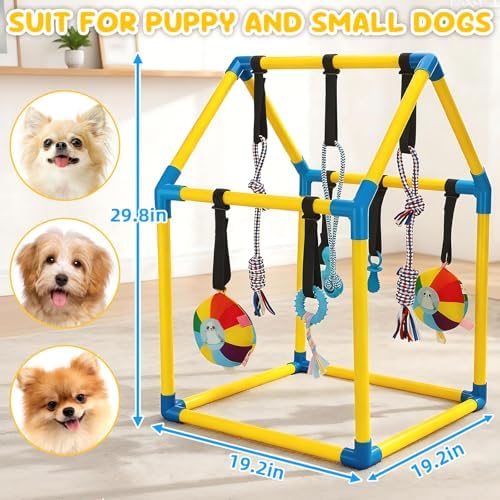 Puppy Play Gym, Dog Play Gym with 8 Hanging Toys for Small Dogs