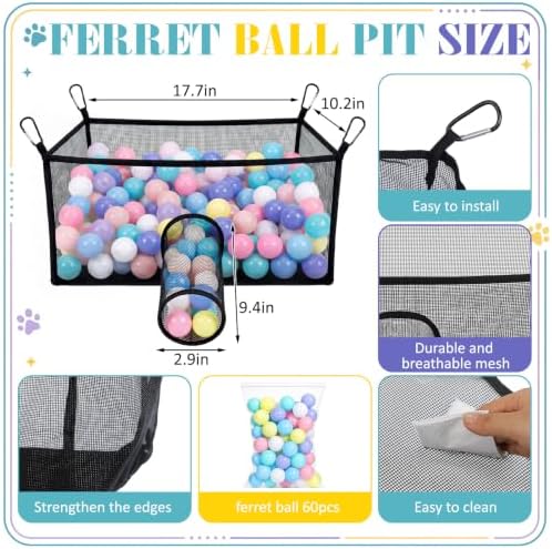 Yookeer Ferret Ball Hammock with 60 Colorful Play Balls