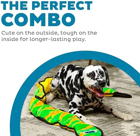Outward Hound Durablez XX-Large Snake Stuffing-Free Squeaky Plush Dog Toy for Puppies & Dogs - Interactive, Soft Yet Tough, No Mess, Jumbo Squeaker, Long-Lasting Play, 70 inch, Blue