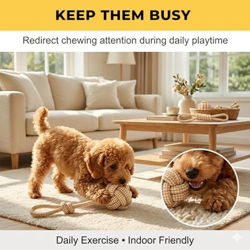 Dog Rope Toy Set 4 Pack, Rope Toys for Dogs & Chew Gear for Aggressive Chewers, Tug of War Dog Toys for Boredom, Puppy Essentials Teething Gadgets for Small Puppies, Teeth Cleaning