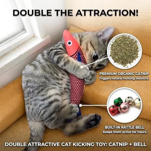 Catnip Toys for Cats, Fish Plush for Indoor Cats and Kittens, Pack of 3