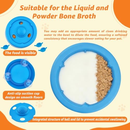 Dog Lick Bowl, Food‑Grade Licking Bowl for Bone Broth & Yogurt, Interactive Slow Eating Toy for Anxiety Relief Boredom, Anti Slip Base Slow Feeder Dog Lick Bowls Rolling Ball