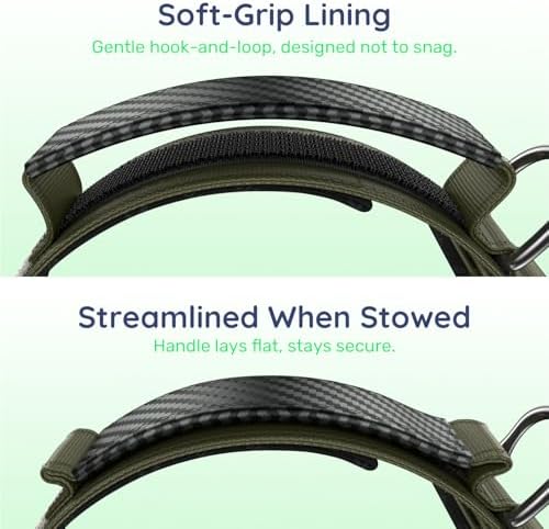 Premium Tactical Dog Collar - Adjustable Military Heavy Duty Dog Collar for Medium Large Dogs - Durable Metal Buckle Dog Collar with Leather Control Handle and Soft Comfortable Padding