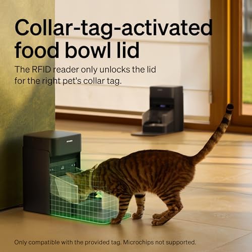 PETLIBRO RFID Automatic Cat Feeder, Collar Sensor for Personalized Meals, Anti-Stealing for Multi-Pets Home + RFID Multi Cats Water Fountain with Cat Recognition & Hydration Monitoring, x3 Collar Tags