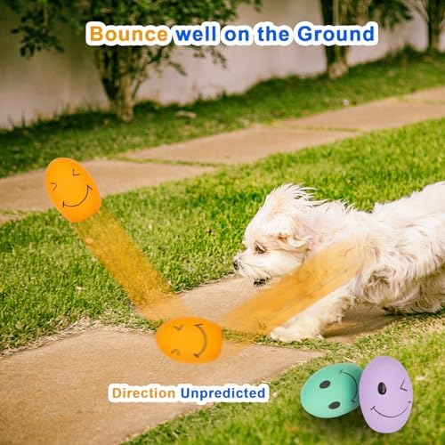 Dog Squeaky Toy, Latex Bouncy Egg Balls Squeaker for Small Dogs, Puppy Durable Rubber Squeak Balls for Teddy Interactive Fetch Play (6 PCS)…