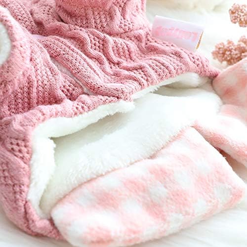 Dog Princess Sweater for Small Dogs Thick Shirt Plaid Clothes Costume Pet Girl Cute Coat Outfits Fall Costumes Winter Dog Sweaters (L,Blue)