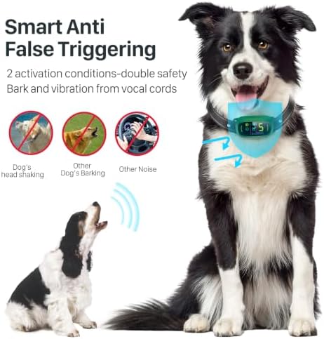 FAFAFROG Dog Bark Collar, Rechargeable Smart Collar, Anti Barking Training Collar with 5 Adjustable Sensitivity Beep Vibration, Bark Collar for Large Medium Small Dogs (Green)