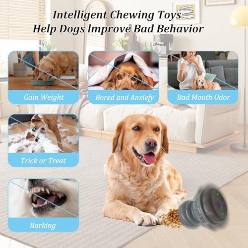 Smart Interactive Dog Chew Toy with Auto-Pause Tech ABS Chew Toys for Dogs, Treat Dispenser for Aggressive Chewers for Small or Medium Dogs