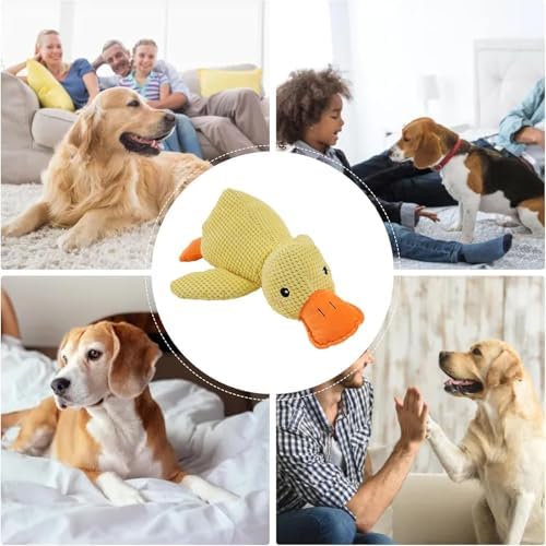 Mellow Dog Calming Duck, 2025 New Yellow Duck Dog Toy, The Mellow Ducks Calming Pillow, Dogs Ducks Toy with Quacking Sound for Indoor Dogs