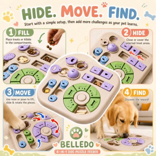 Interactive Dog Puzzle Toys for Smart Dogs - Mental Stimulation Puzzle Toys for Small & Medium Dogs, Treat Dispensing Dog Enrichment Toys for Beginner Dogs