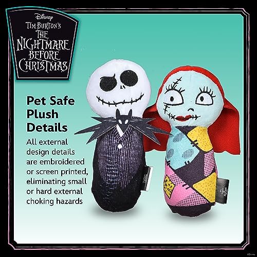 Disney Nightmare Before Christmas Jack and Sally Plush Dog Toy, 6 Inch