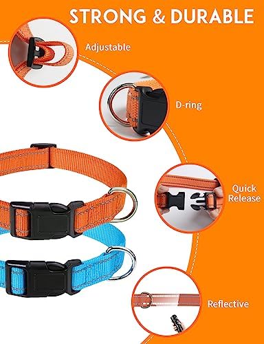 Dog Collar Replacement Strap, 3/4 x 27 Inch, Reflective Nylon with Metal D-Ring, Compatible with Multiple Training Shock Collars, 2 Pack