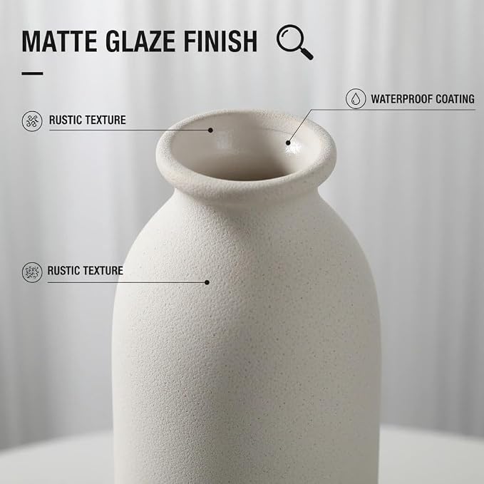 CEMABT White Ceramic vase Set-3 Flower vases for Decor,Modern Boho Farmhouse Home Decor,Decorative vase for Pampas Grass&Dried Flowers,idea Shelf,Table,Bookshelf