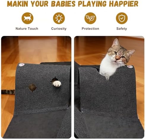 35.4" Cat Tunnels for Indoor Cats, Multi-Entrance Cat Toys, Grey