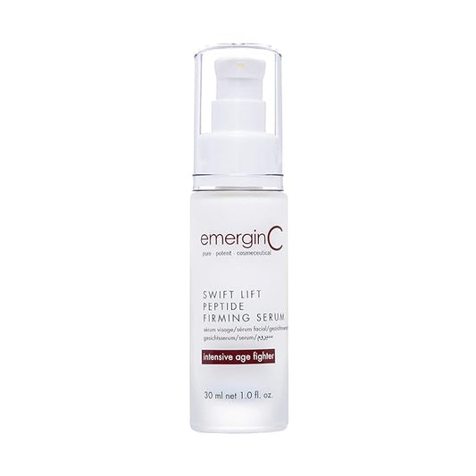 emerginC Swift Lift Peptide Firming Serum - Intensive Age Fighting Serum with Hyaluronic Acid + Plant Extracts - Addresses Visibles Signs of Aging + Wrinkles (1 Ounce, 30 ml)