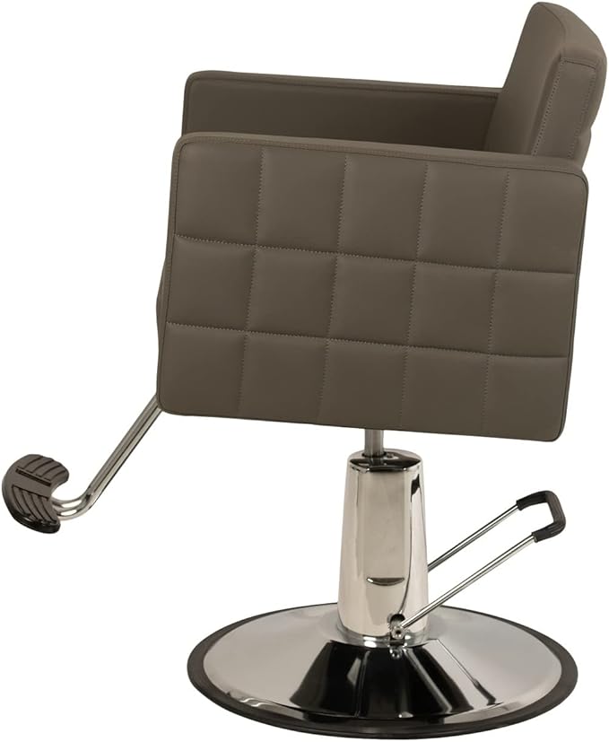 Buy-Rite Icon Salon Styling Chair - Gray Hydraulic Chair with Extra-Wide Seat, Quilted Vinyl Design, Steel Frame & 23" Round Base for Professional Stylists & Barbers, YLG-192-GRY