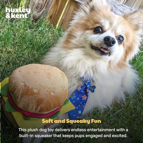 Huxley & Kent Power Plush Squeaky Dog Toy, Hamburger, Small