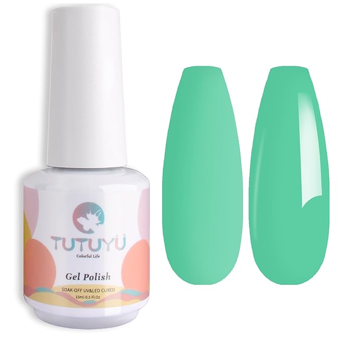 Neon Gel Nail Polish,15ml UV/LED Soak Off Turquoise Green Gel Polish for DIY Nail Art at Home or Manicure Salon,Spring Summer Color - GP0088