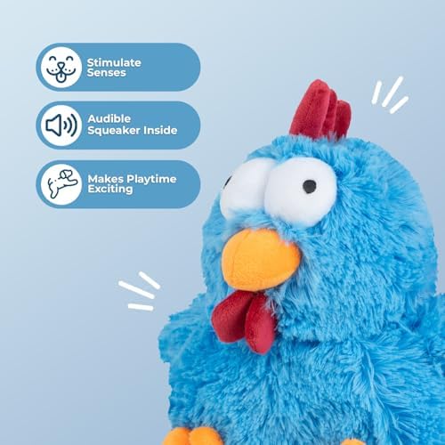 Best Pet Supplies Squeaky Plush Dog Toy - Mrs. Cluck, Blue | Soft Plush, Squeaks & Crinkles, Perfect for Moderate Chewers, Toss & Fetch Play, Stress & Anxiety Reliever, Ideal Gift Toy