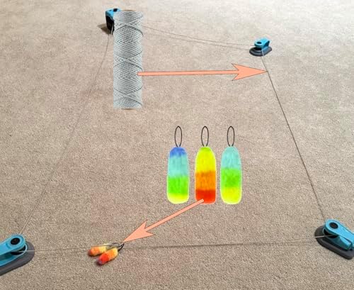 Interactive Cat Toy Accessories Rope 1 Roll (200 Ft) + 10 Hanging Plush Accessories + 1 Cat Toy Host White Rubber Ring
