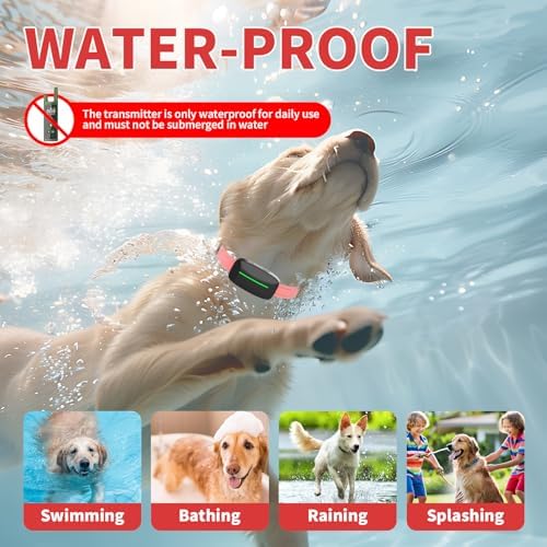 Dog Training Shock Collar 4300FT Dog Bark Collar with Remote IP67 Waterproof 4 Training Modes Beep Vibration Shock Light Mode Magnetic Charger Electric Dogs Collar 8-25 inches Double Shock Rose Bloom