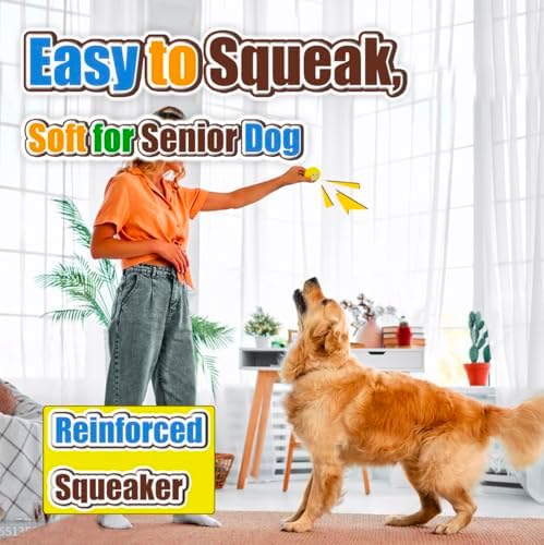 3.1" Squeaky Dog Toys for Large Dog, Medium Breed, Latex Flat Ball