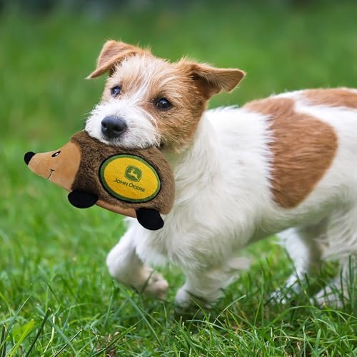 John Deere Plush Hedgehog Toy for Dogs & Cats, Cool Soft Pet Toy for Fun and Interactive Play, Dog Chew Toy with Squeaker, Licensed Hot Pet Toy