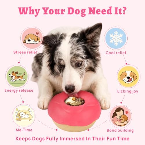 Dog Toy for Aggressive Chewers, Lick Bowl Freezable Treat Toy, Interactive Enrichment Toy, Mental Stimulation for Dogs, Keep Them Busy (Pink)