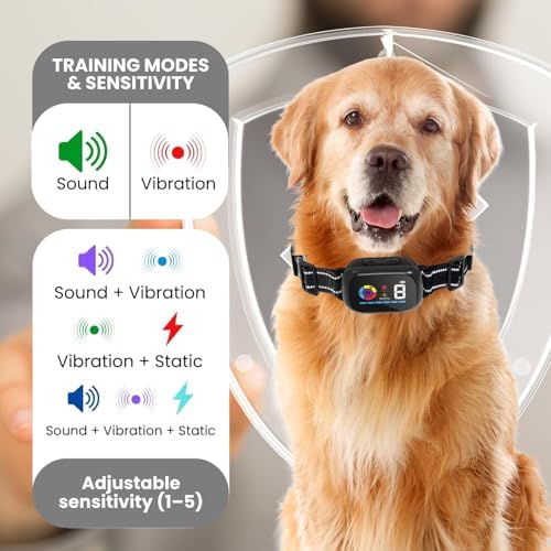 Dog Bark Collar for Small Medium Large Dogs with Dog Whistle 8–120lbs, Dual-Trigger Smart Anti Bark Collar Sound & Vibration Detection, 5 Training Modes, 5 Sensitivity Levels, IPX7 Waterproof