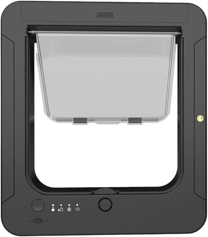 Microchip Cat Doors, Smart 4-Way Locking System, 29.8x26.3cm, Remote Control Pet Door, Sensor Collar Pet Door, Includes 2 Sensor Collars, for Doors, Patios, Walls, and Balconies