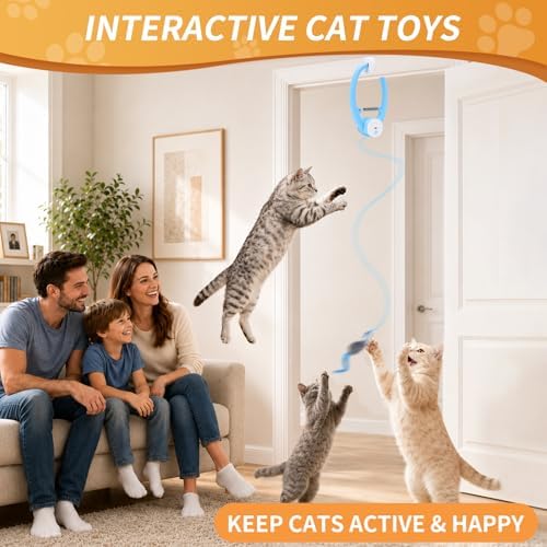 Interactive Cat Toys for Indoor Cats, Clip-On Automatic Flying Mouse