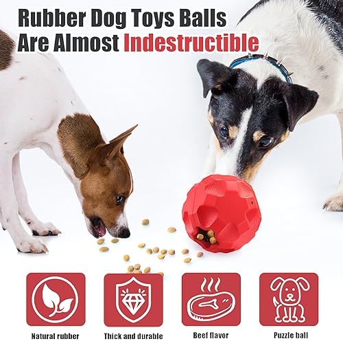 Rubber Treat Dispensing Dog Toys for Aggressive Chewers Large Breed | Dog Treat Ball for Dogs, Balls for Dogs, Interactive Dogs Toys for Boredom to Keep Them Busy, Treat Toy Ball