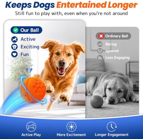 Smart Interactive Dog Toy to Keep Them Busy, Automatic Moving, E-TPU Material, 3 Interactive Modes, IPX7 Waterproof, USB Rechargeable, Active Rolling Ball for Puppy, Medium and Large Dogs