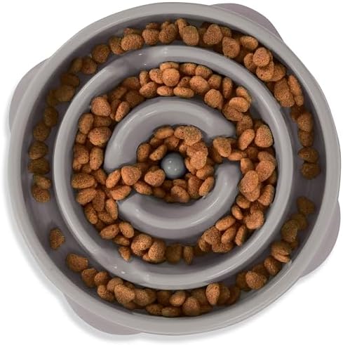 Outward Hound Fun Feeder Slo Bowl Dog Slow Feeder, Drop, Gray, 8.8"