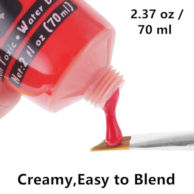 Go Ho Red Face Body Paint Washable(2.37oz/pc),Water Based Cream Face Paint,Devil/Clown Nose Red Body Paint for Halloween SFX Cosplay Costumes Festivals Makeup